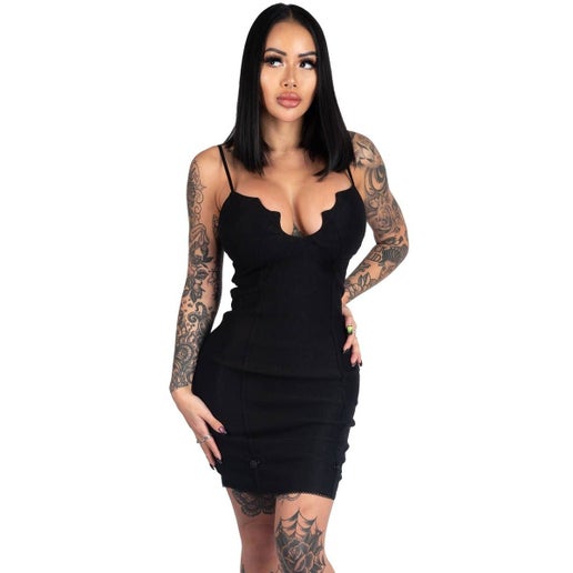 Black Gothic Bat Cup Dress - Sweet Cokie