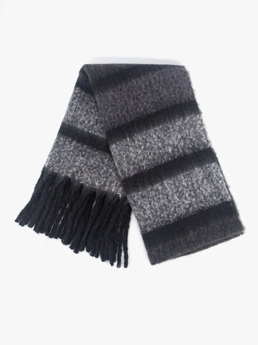Blair Heavyweight Scarf - Grey, Colour Block Stripe - Sweet Cokie