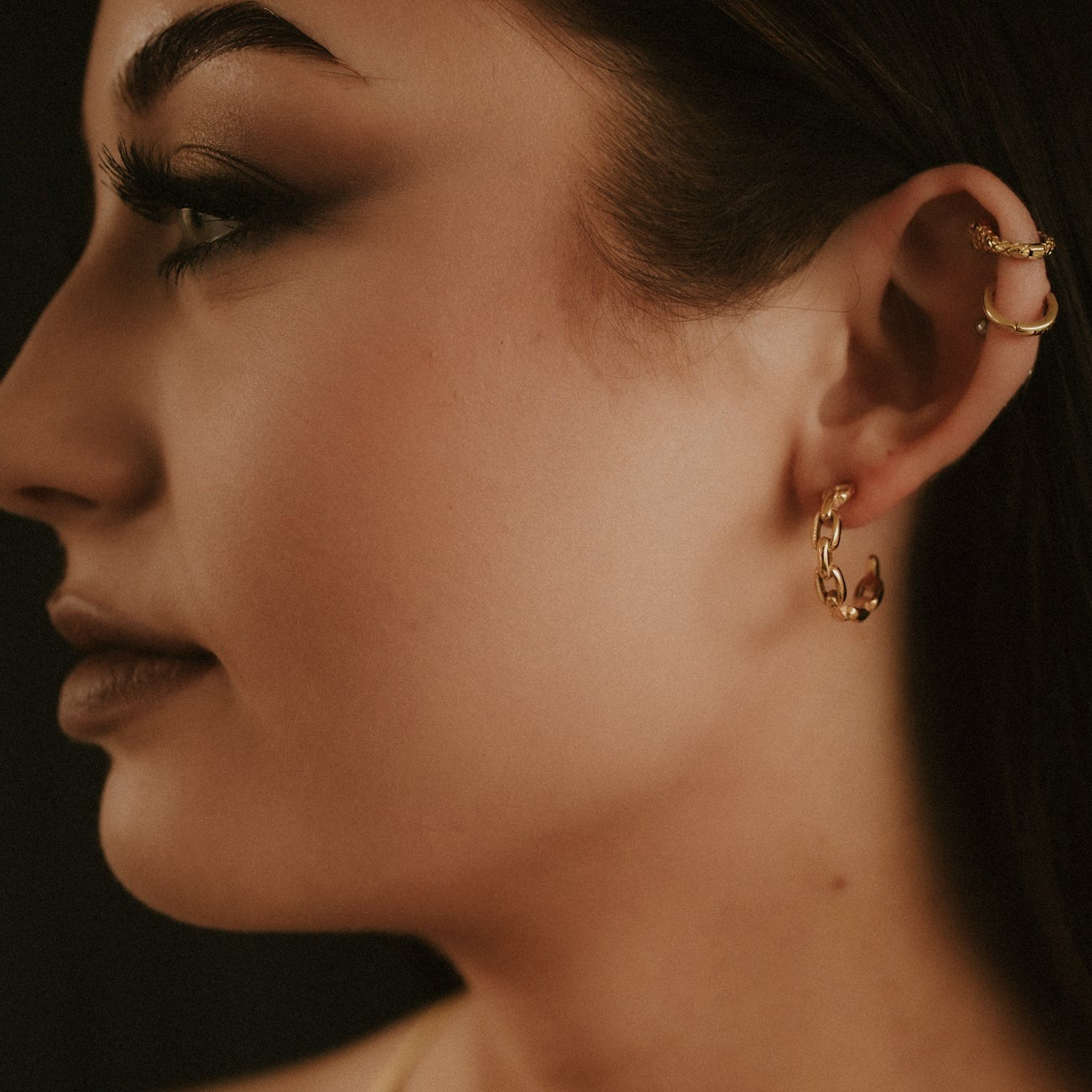 Chained Up Gold Chain Hoop Earrings - Sweet Cokie