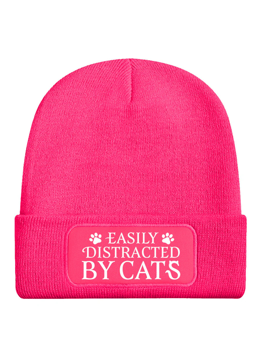 Easily Distracted By Cats Pink Beanie - Sweet Cokie