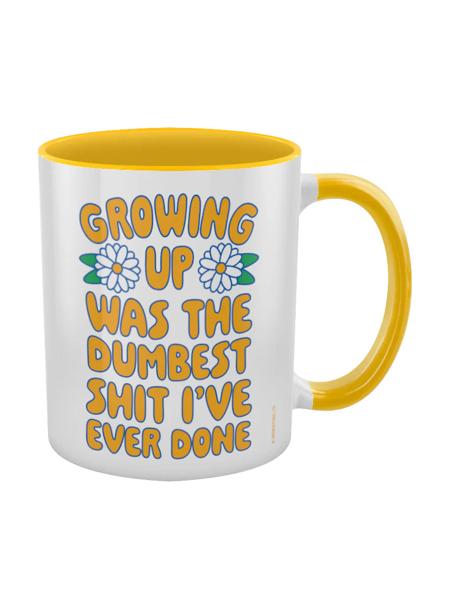 Growing Up Was The Dumbest Sh!t I've Ever Done Yellow Inner 2-Tone Mug - Sweet Cokie