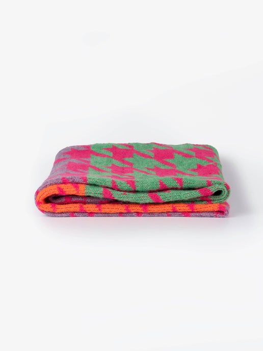 Jana Heavyweight Scarf - Blue/Fuchsia, Houndstooth - Sweet Cokie