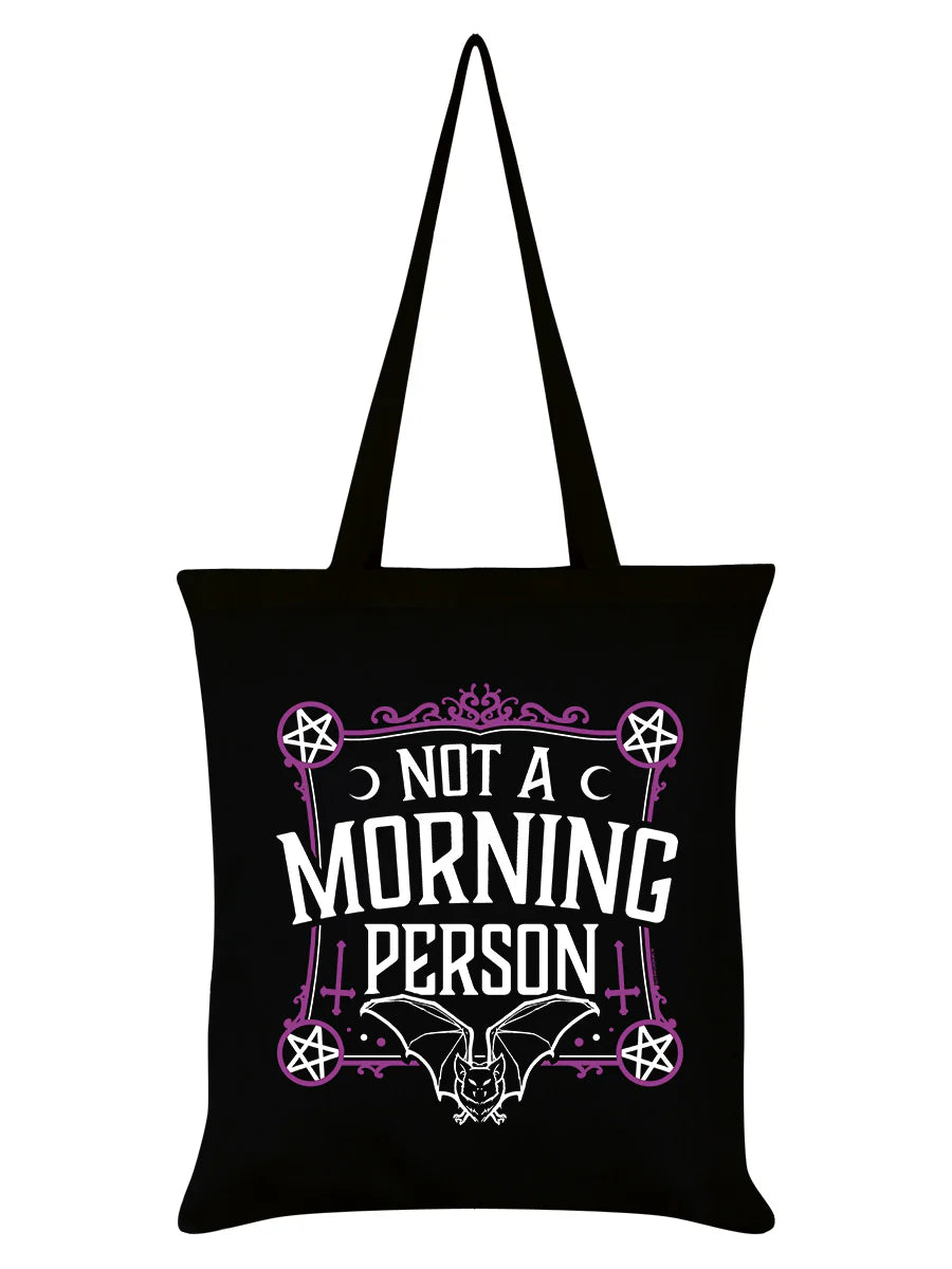 Not A Morning Person Black Tote Bag - Sweet Cokie