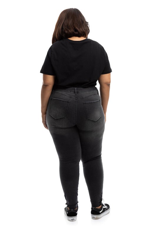 PLUS SIZE 30'' High Rise Skinny Jeans with Destruction - Sweet Cokie