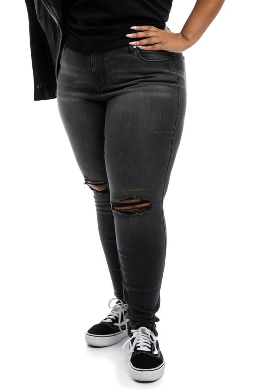 PLUS SIZE 30'' High Rise Skinny Jeans with Destruction - Sweet Cokie