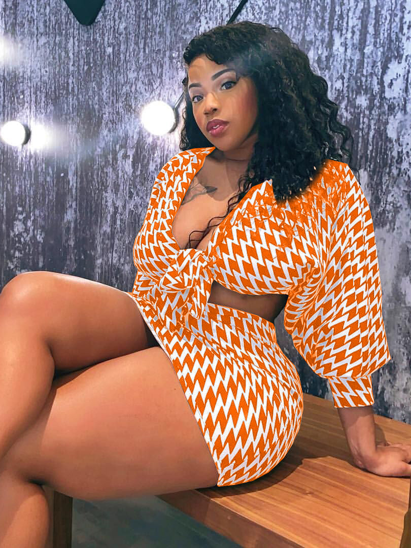 Houndstooth Two Piece Skirt Set