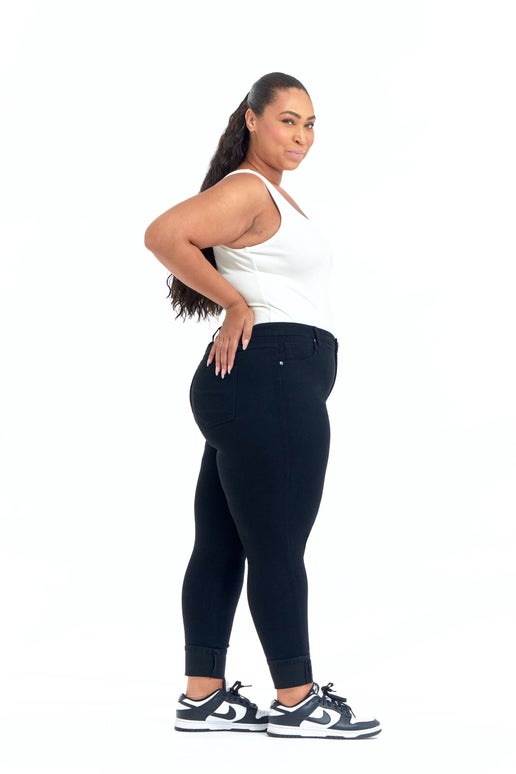 Plus Size Roll Cuff Jean in Black - Sweet Cokie