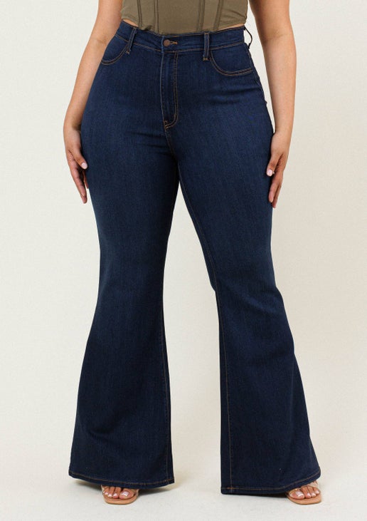 Plus Tall Bell Flare Jeans - Sweet Cokie