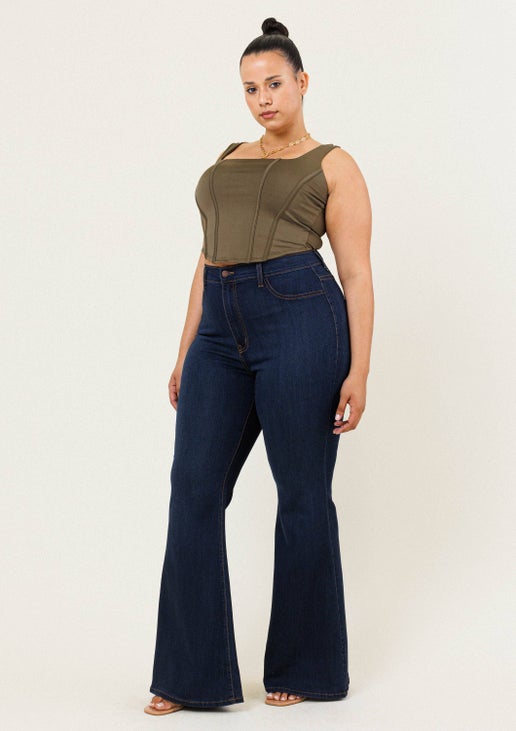 Plus Tall Bell Flare Jeans - Sweet Cokie