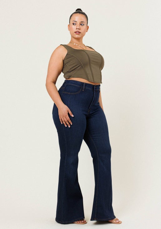 Plus Tall Bell Flare Jeans - Sweet Cokie