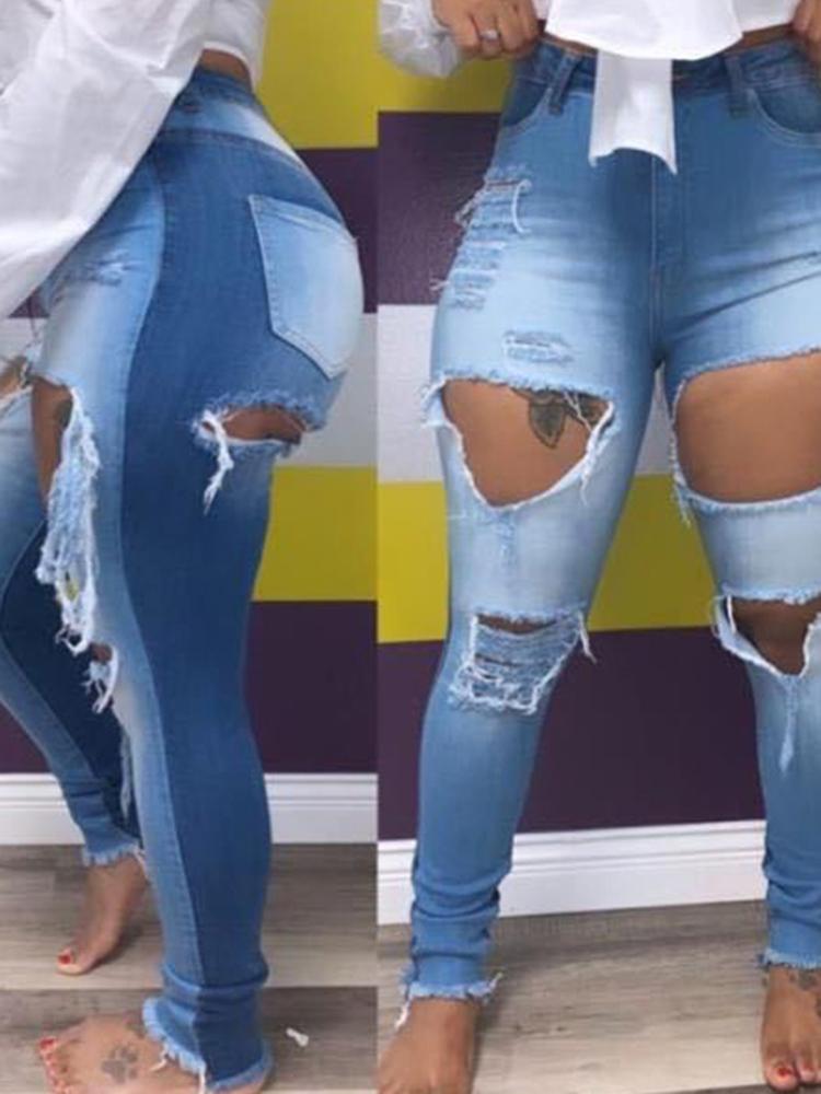 Ripped Skinny Denim Jeans - Sweet Cokie