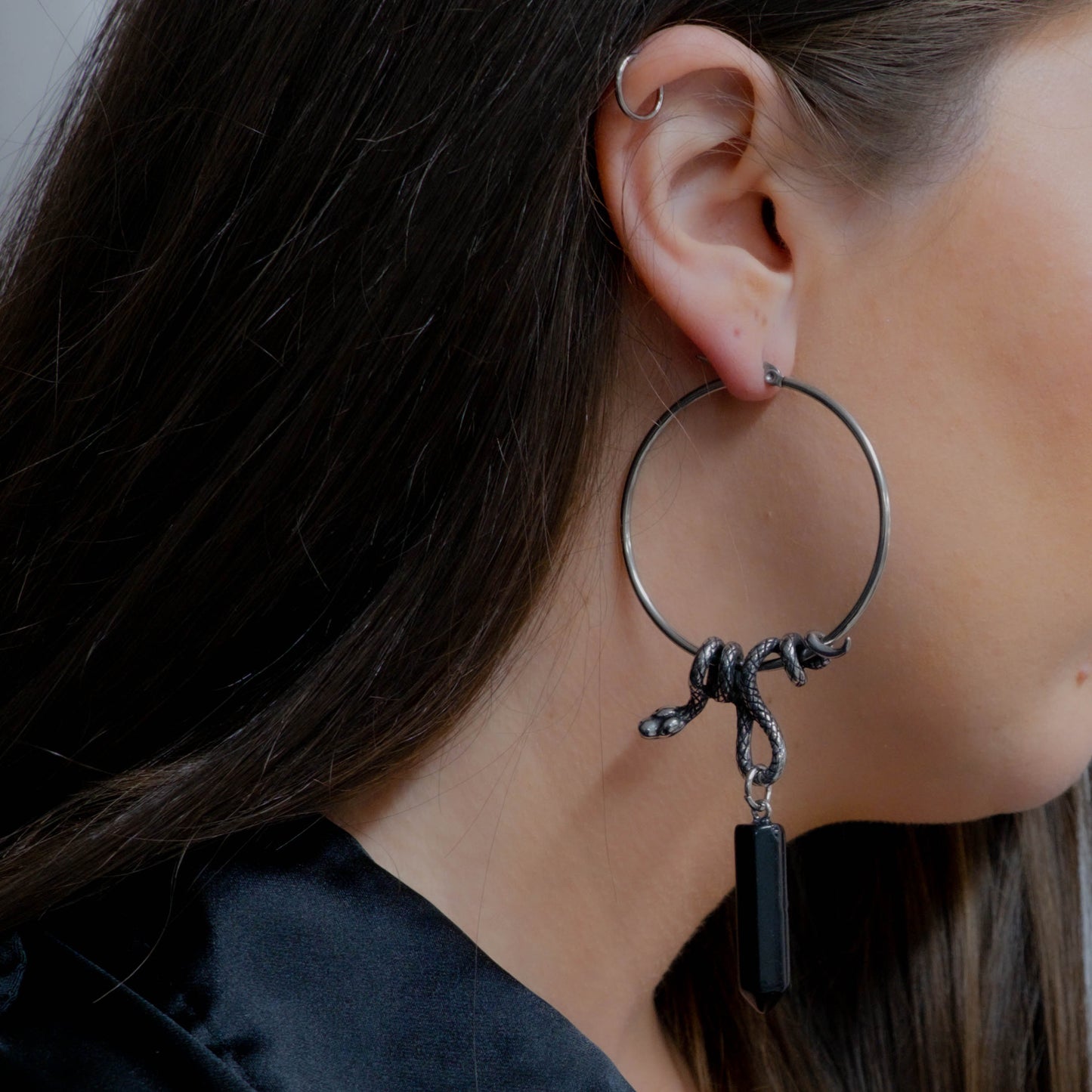 Serpent's Lair Snake Crystal Hoops - Sweet Cokie