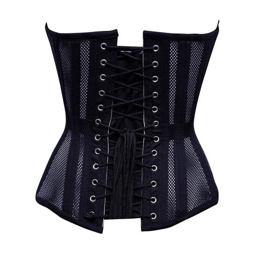 Sexy Ladies Mesh Strapless Front Zip Corset with Wire Boning