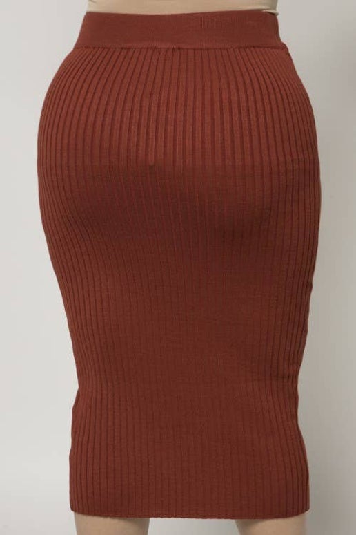 Snap Button Sweater Knit Pencil Skirt - Sweet Cokie