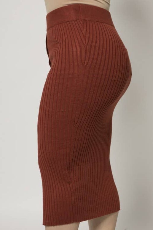 Snap Button Sweater Knit Pencil Skirt - Sweet Cokie