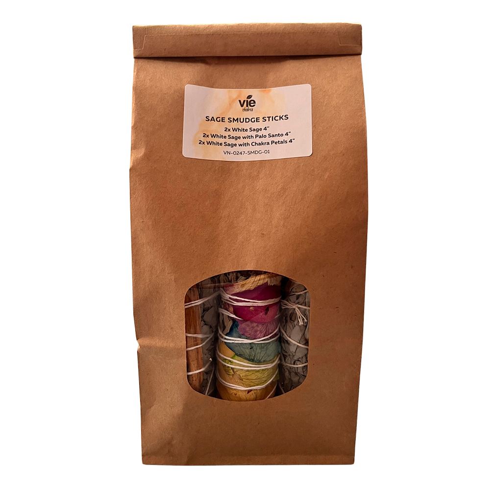 2x White Sage 4" Smudge Sticks, 2x Palo Santo White Sage 4" Smudge Sticks, 2x Chakra Petals White Sage 4" Smudge Sticks - Sweet Cokie 
