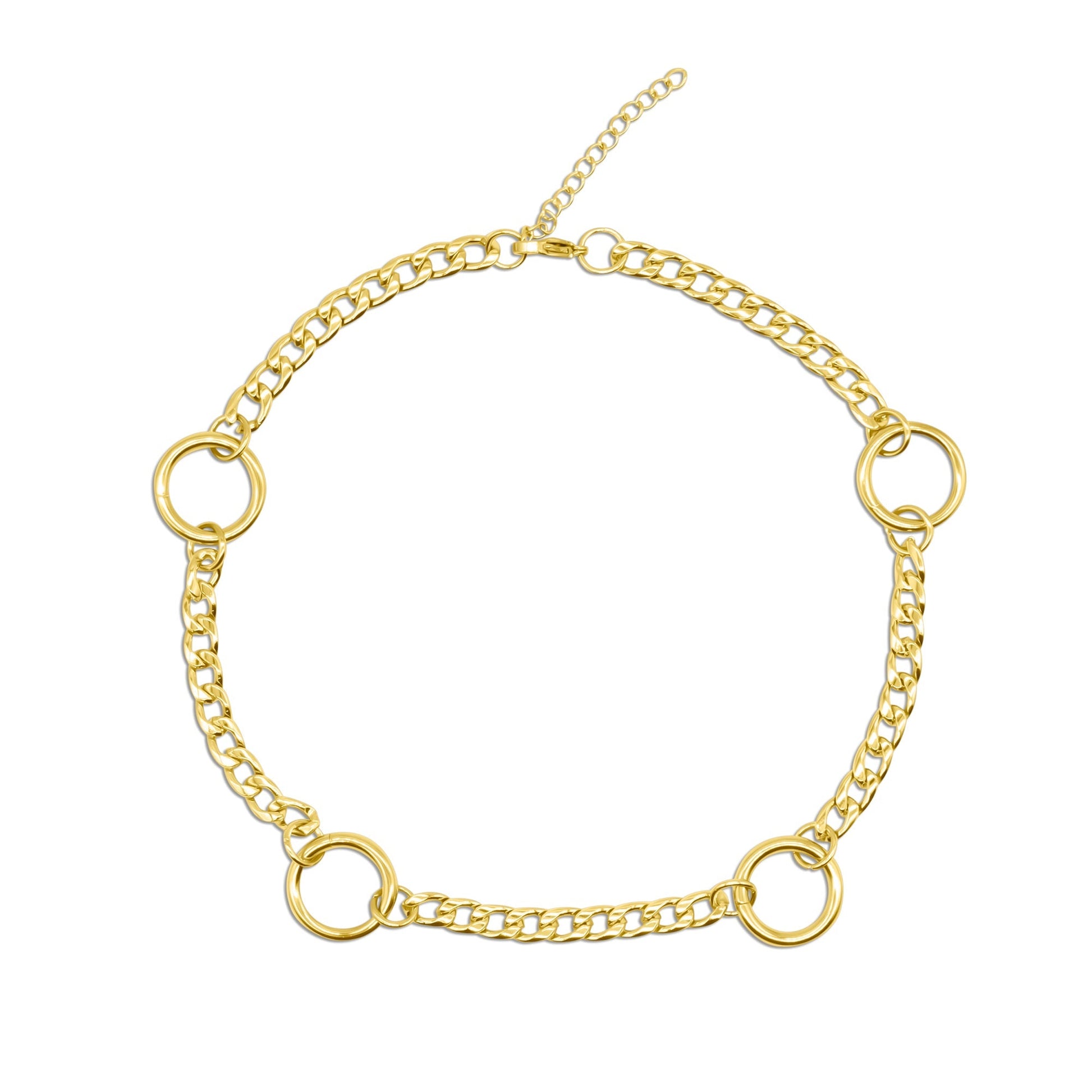 Aura O Ring Gold Curb Chain Choker Necklace - Sweet Cokie