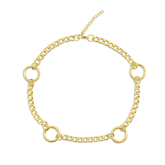 Aura O Ring Gold Curb Chain Choker Necklace - Sweet Cokie 