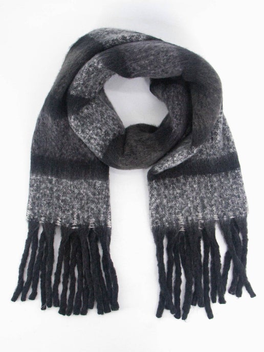Blair Heavyweight Scarf - Grey, Colour Block Stripe - Sweet Cokie 