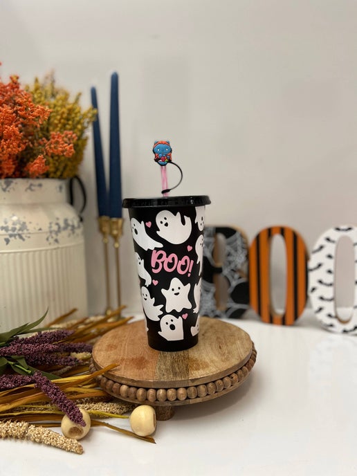 Boo!  Black Ghost cup - 24oz venti cold cup - Sweet Cokie 