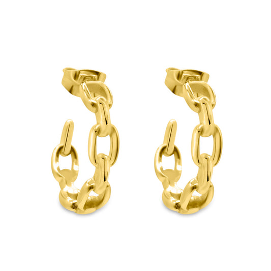 Chained Up Gold Chain Hoop Earrings - Sweet Cokie 