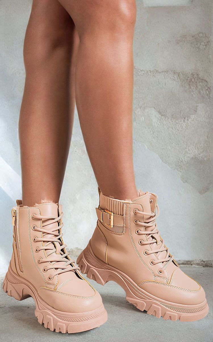 Chunky Lace Up Platform Ankle Boots - Sweet Cokie 