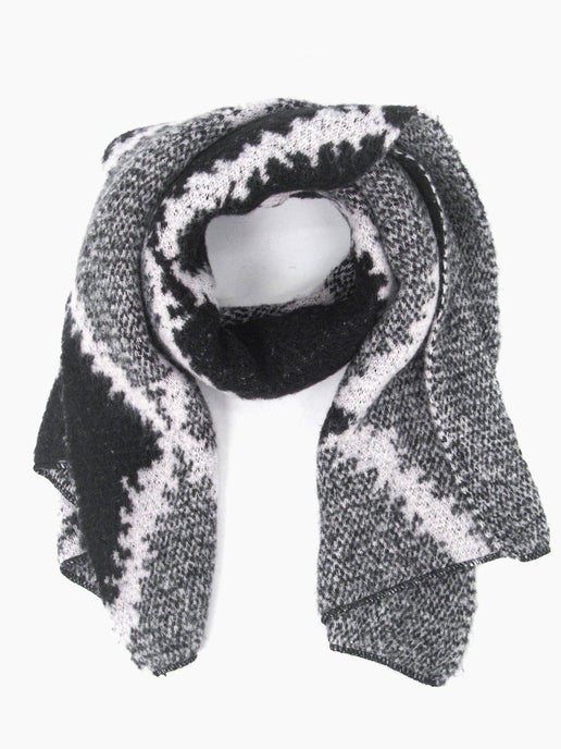 Dove Heavyweight Scarf - Grey/Black, Crosshatch - Sweet Cokie 