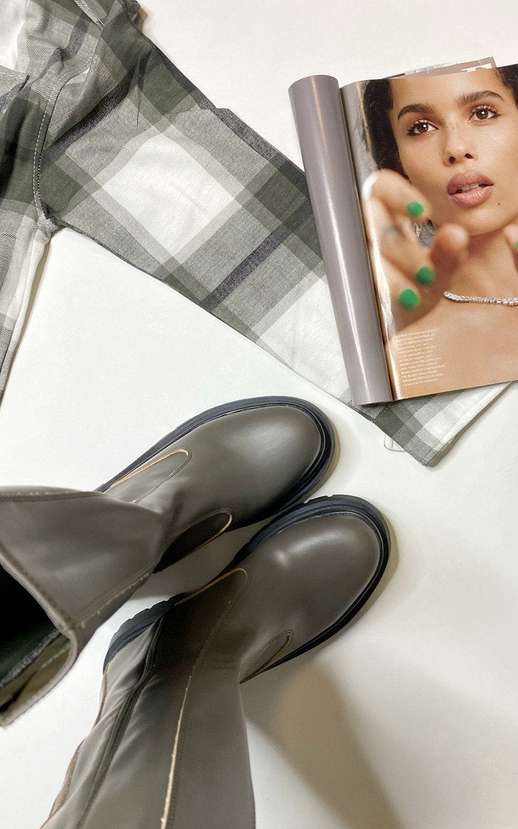 Faux Leather Chunky Platform Boots - Sweet Cokie 