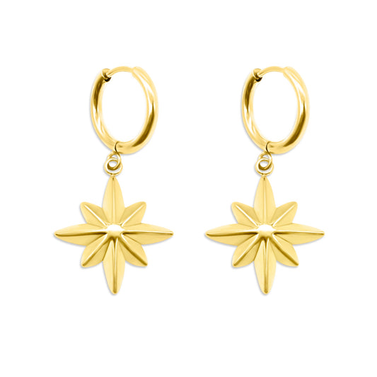 Gold Celeste North Star Hoop Earrings - Sweet Cokie 