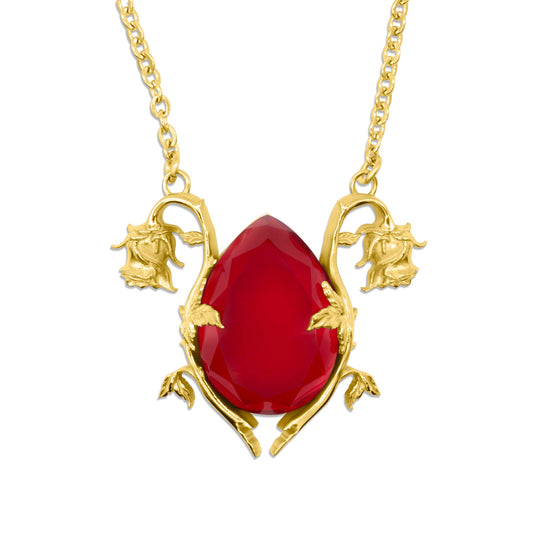 Gold Cursed Bloom Rose Gemstone Necklace - Sweet Cokie 