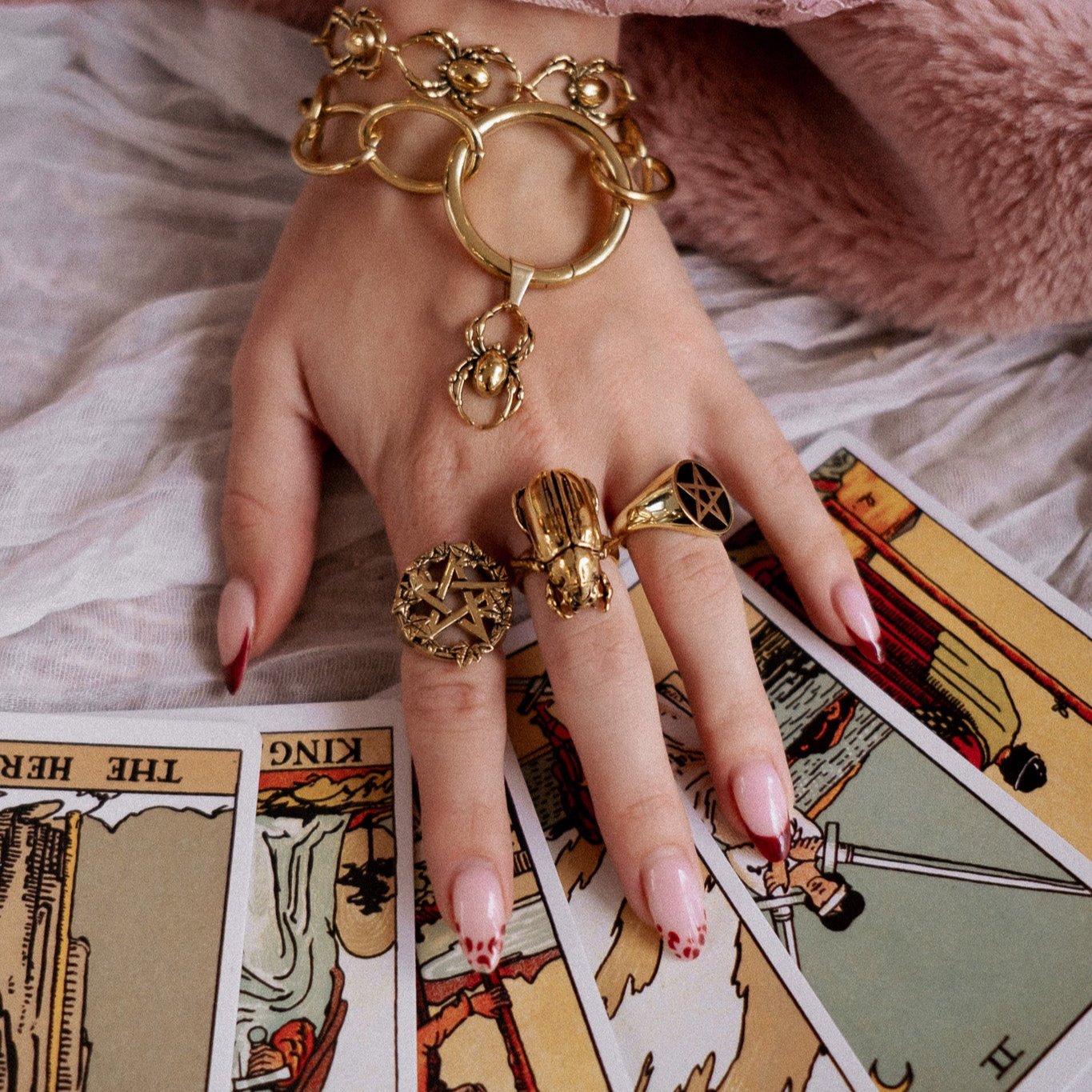 Gold Green Witch Pentacle Ring - Sweet Cokie 
