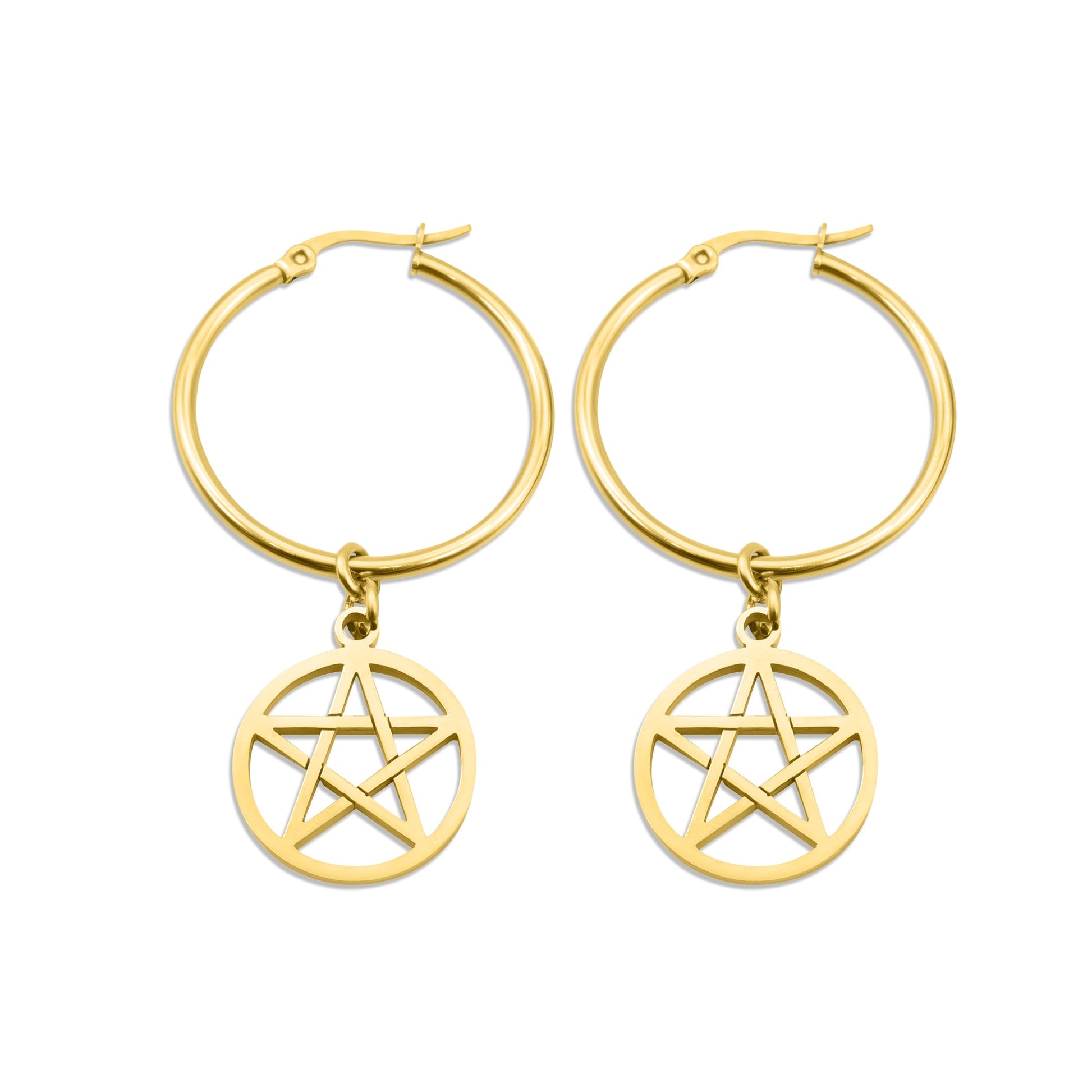 Gold Pentacle Hoop Earrings - Sweet Cokie 