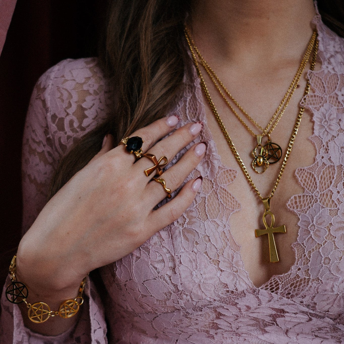 Gold Pentacle Necklace - Sweet Cokie 