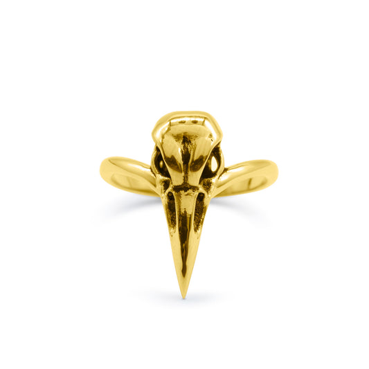Gold Raven Bird Skull Ring - Sweet Cokie 