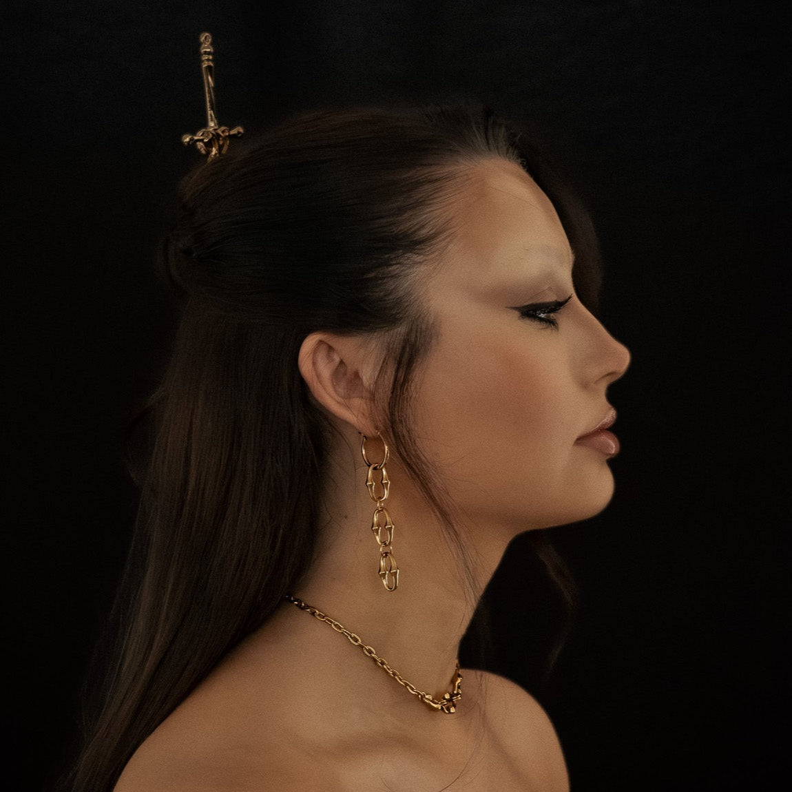 Gold Revenant Chain Hoop Earrings - Sweet Cokie 