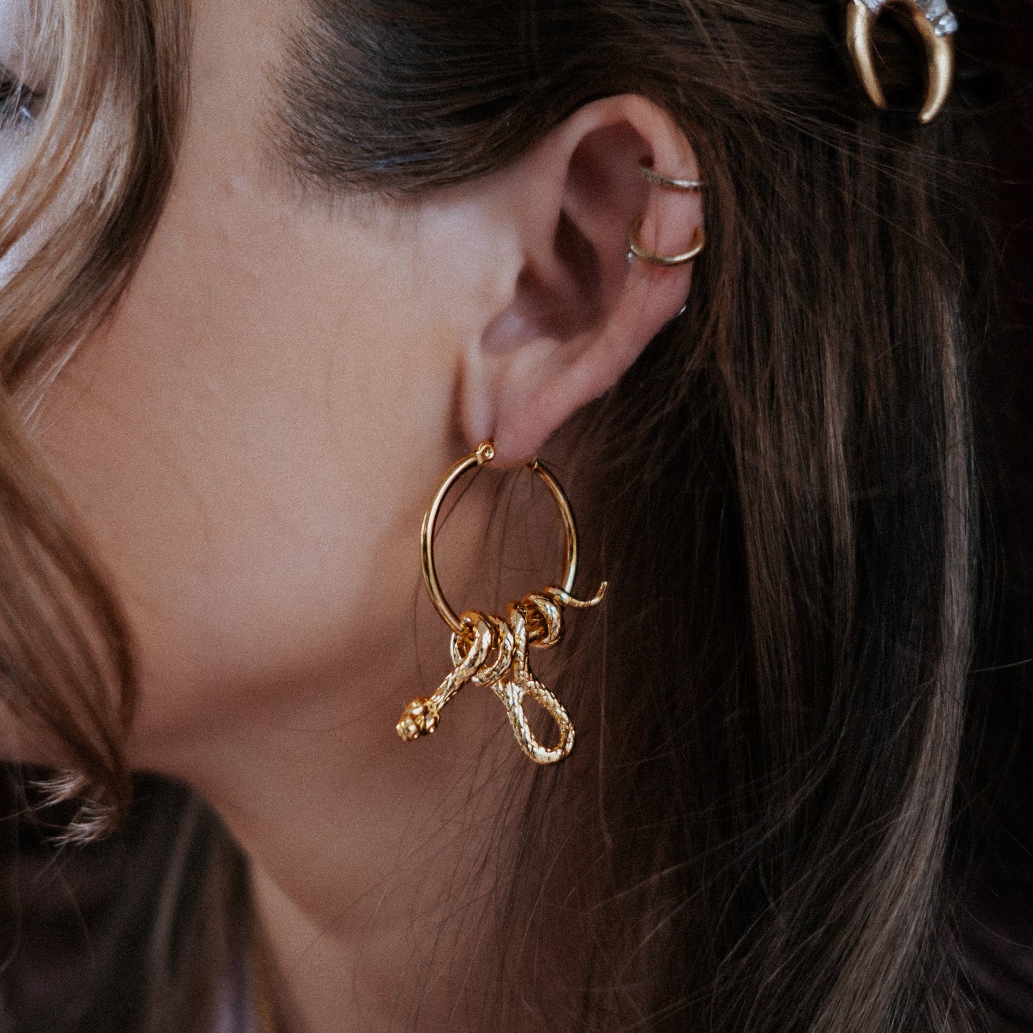 Gold Serpent's Lair Snake Earrings - Sweet Cokie 