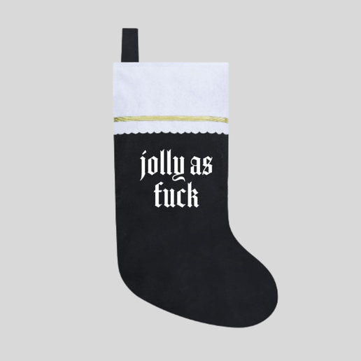 Goth Alt Dark Humor Christmas Stocking, Jolly As F%#k - Sweet Cokie 