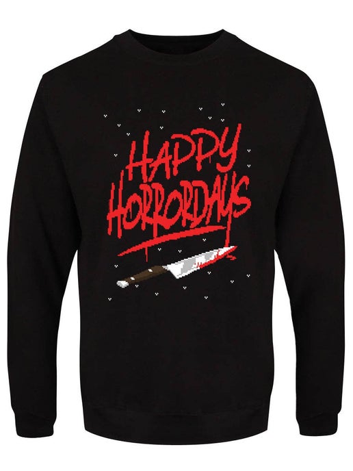 Happy Horrordays Men's Black Christmas Jumper - Sweet Cokie 