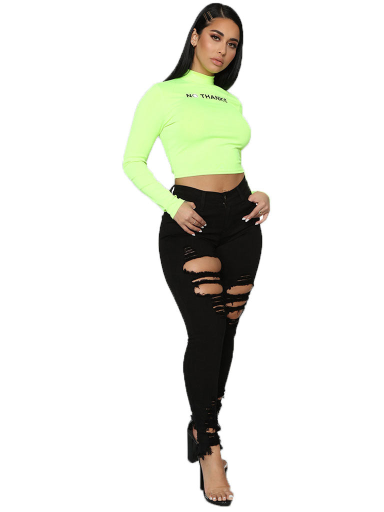 Hollow Out Solid Women Pencil Jeans - Sweet Cokie 