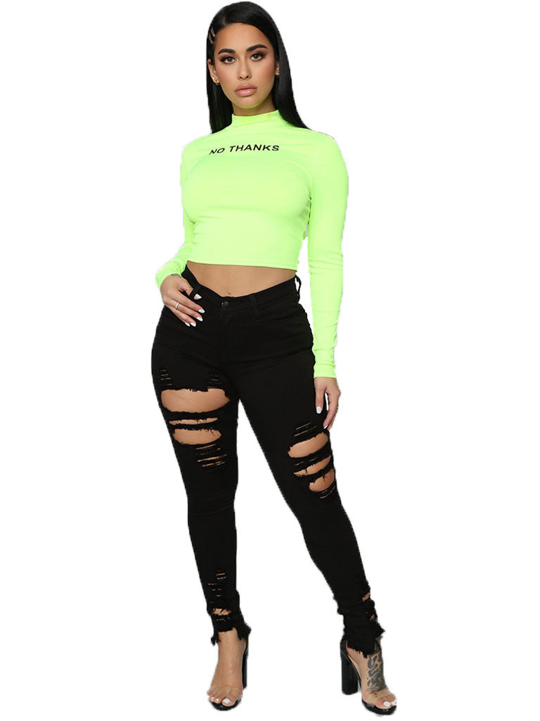 Hollow Out Solid Women Pencil Jeans - Sweet Cokie 