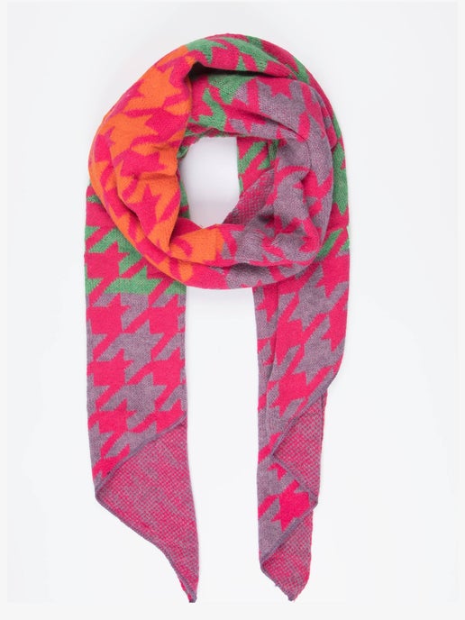 Jana Heavyweight Scarf - Blue/Fuchsia, Houndstooth - Sweet Cokie 