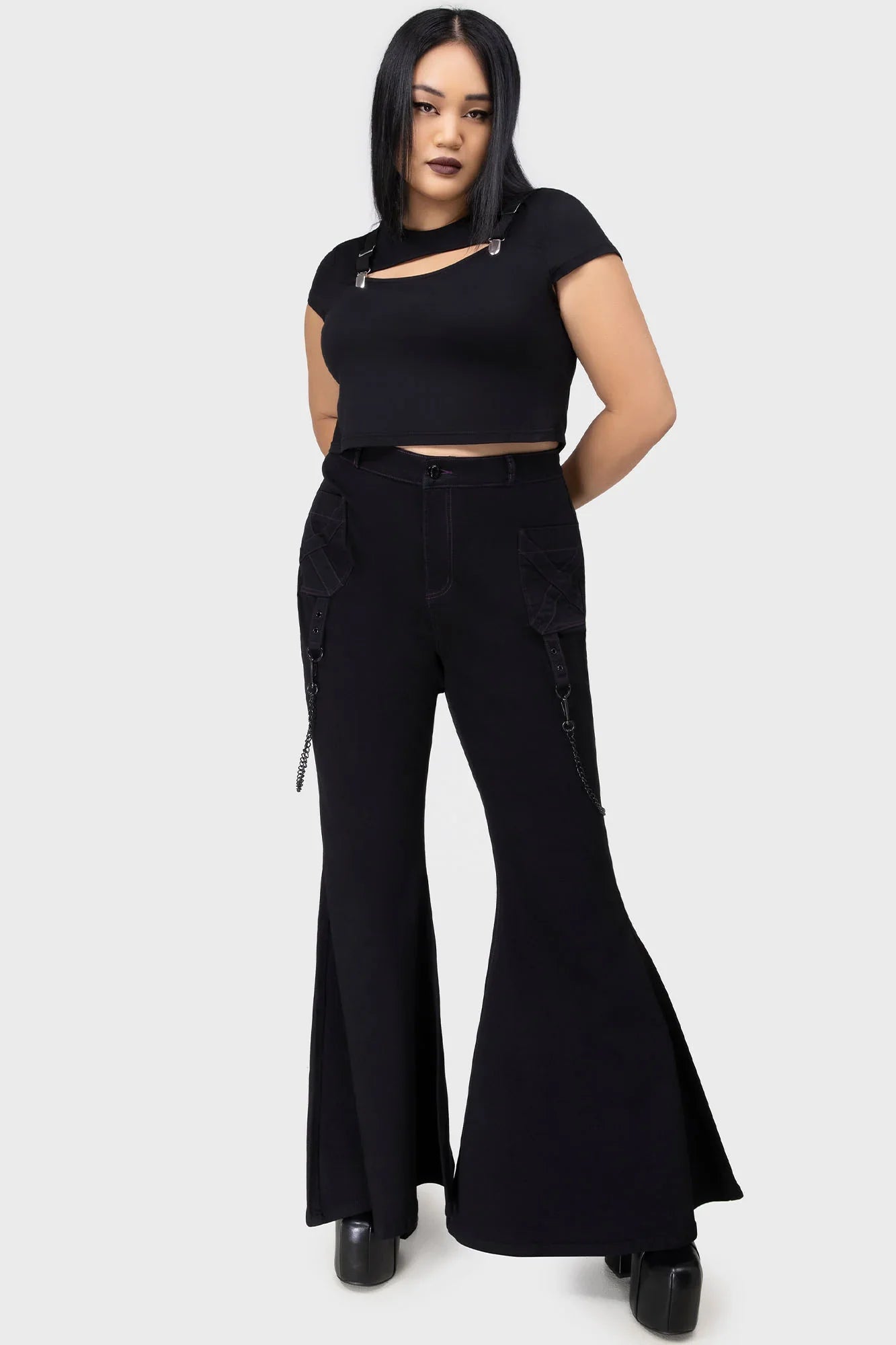 Killstar Beliala Fit & Flare Trousers - Sweet Cokie