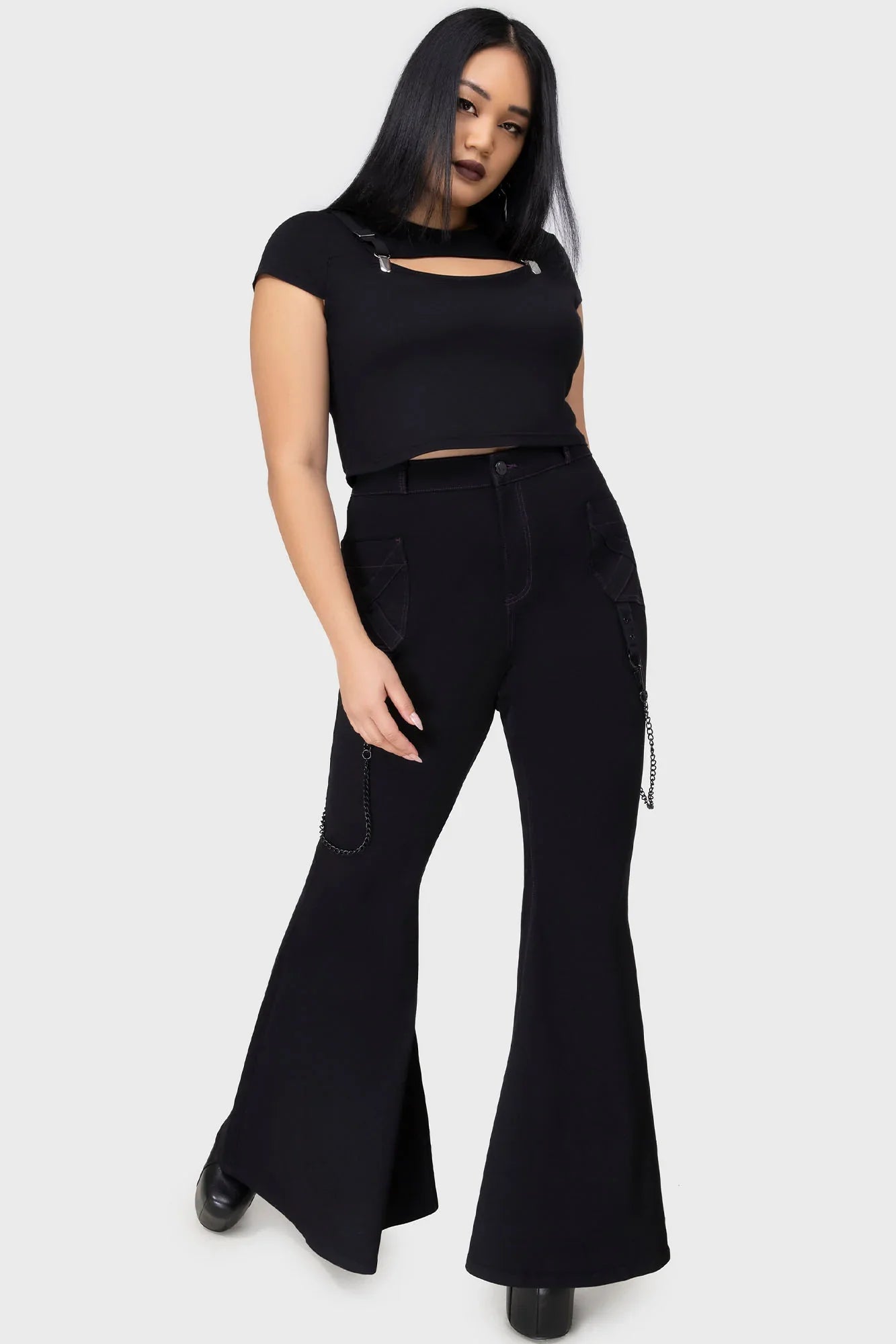 Killstar Beliala Fit & Flare Trousers - Sweet Cokie