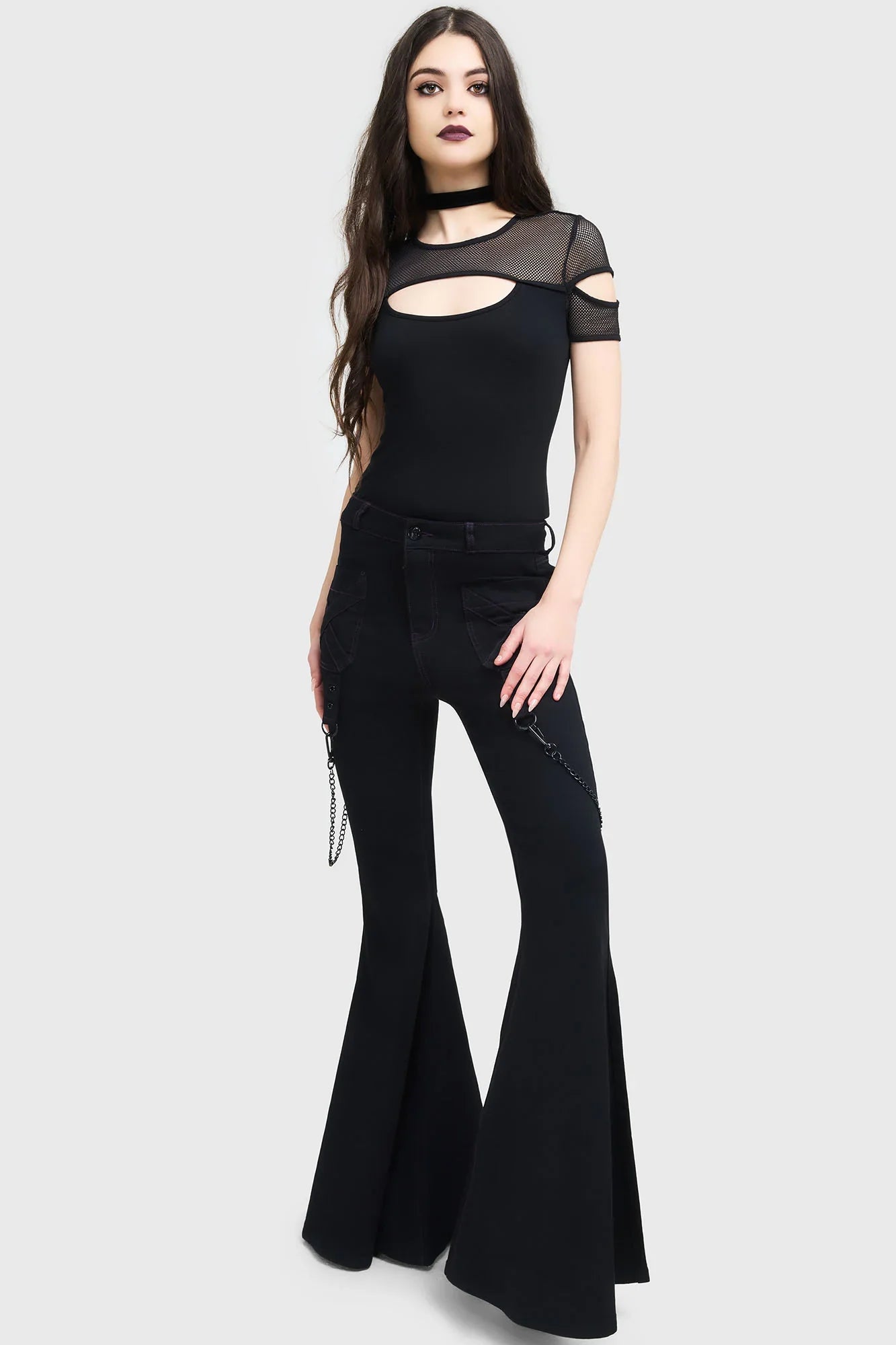 Killstar Beliala Fit & Flare Trousers - Sweet Cokie