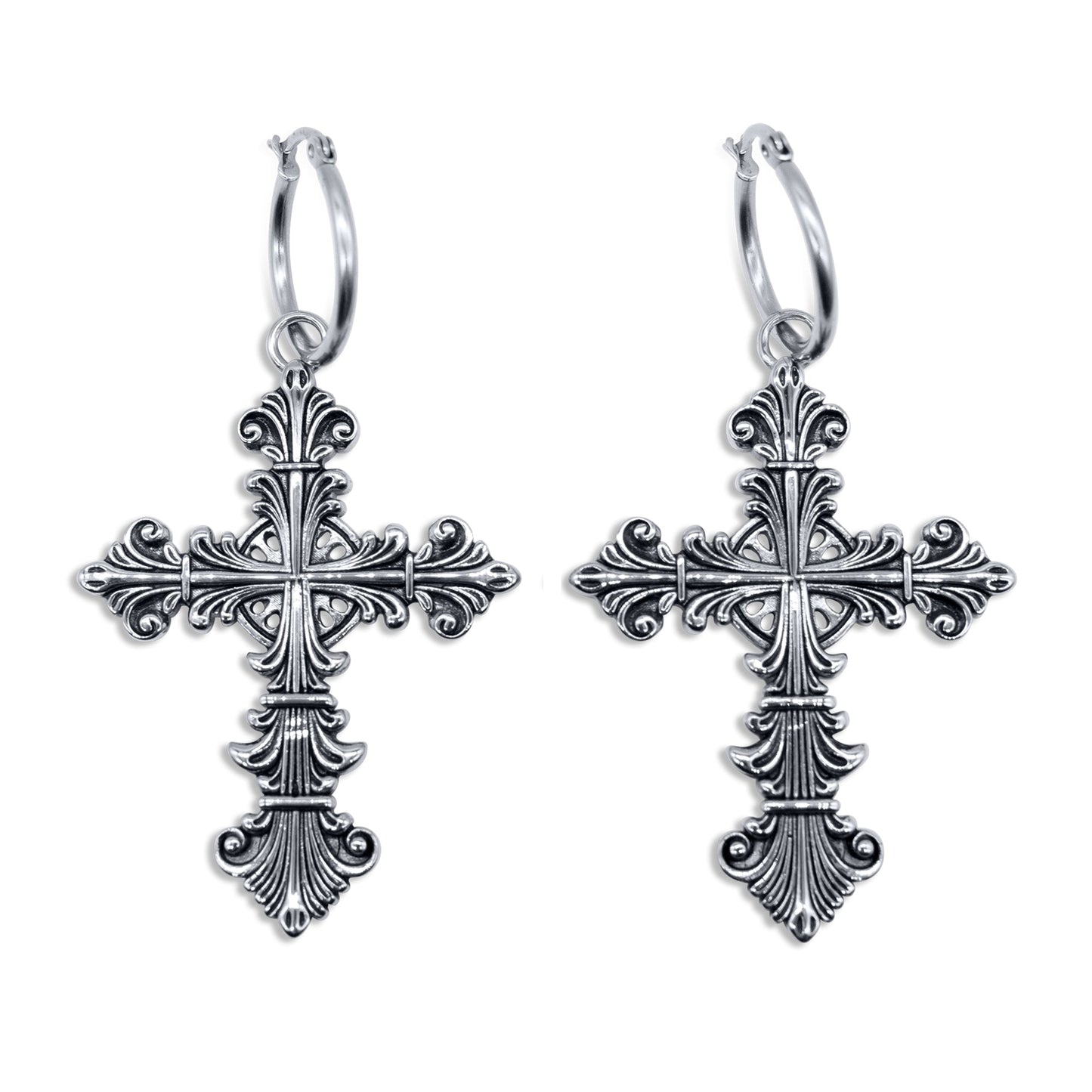 Lament Cross Hoop Earrings - Sweet Cokie 