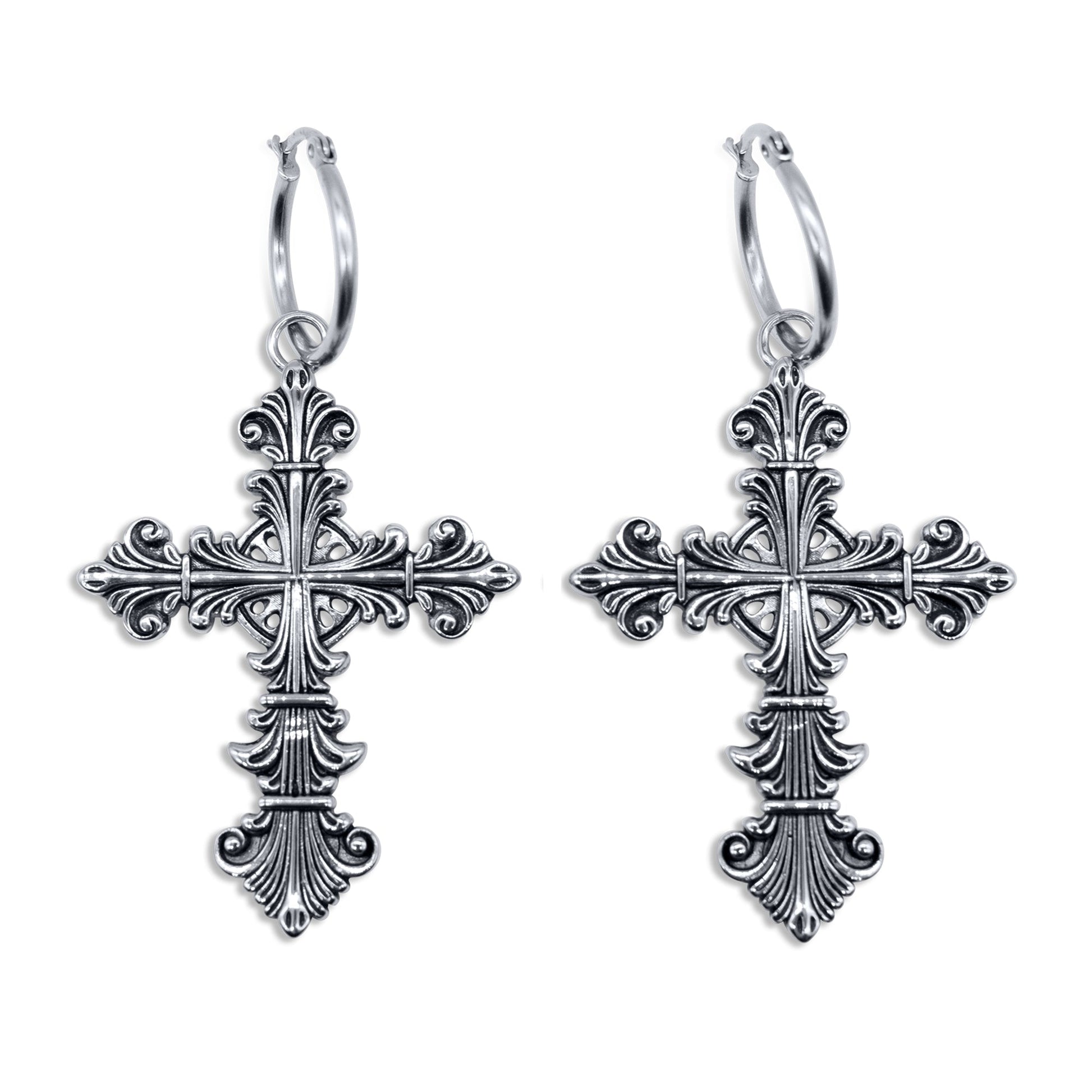 Lament Cross Hoop Earrings - Sweet Cokie 