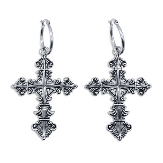 Lament Cross Hoop Earrings - Sweet Cokie 
