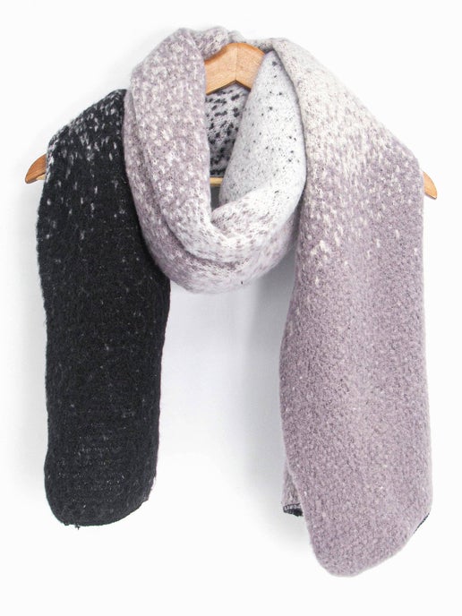 Lia Heavyweight Scarf - Grey, Ombre Colour Block - Sweet Cokie 