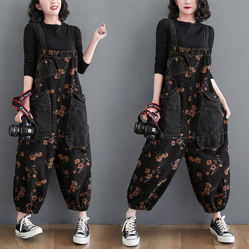 Loose Jeans Black Jumpsuit Romper - Sweet Cokie 