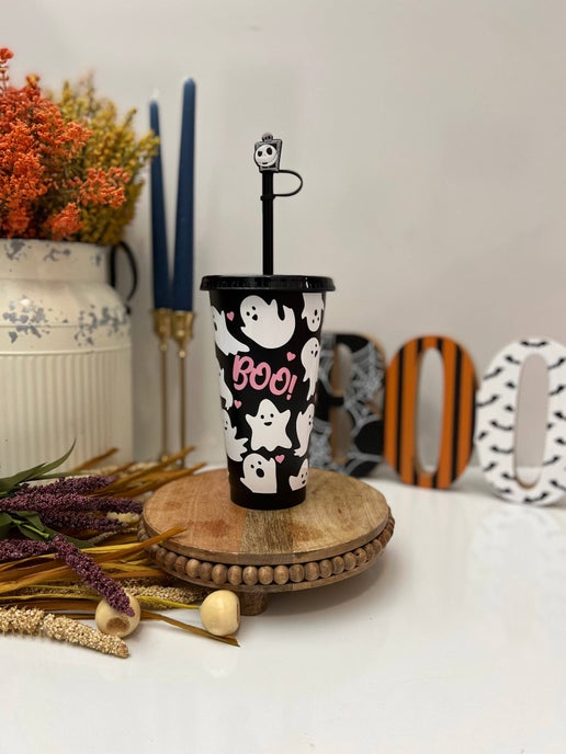 Matte Black pink Boo! Ghost cup - Sweet Cokie 